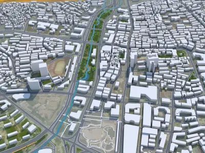 Jinhua Zhejiang China 35km Low-poly 3D model
