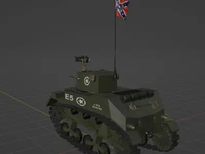 US Army WW2 M5 Stuart Tank 3D model