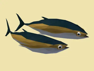 012 Fish Yellowfin Low-poly 3D model