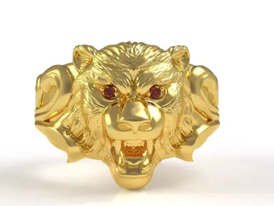 Angry Lion Head Ring 3D print model