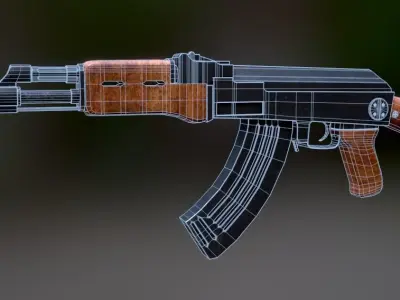AK47 verybasic Low-poly 3D model