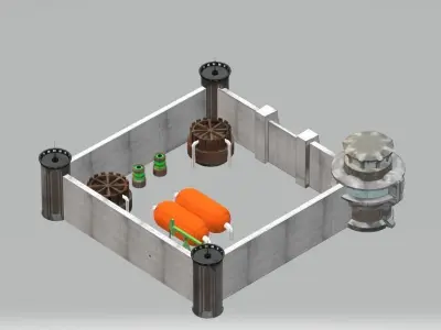 Sci-fi Base Low-poly 3D model
