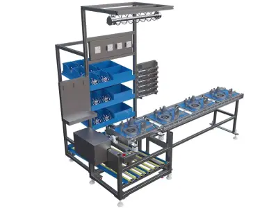 Automatic flip manual assembly line 3D model