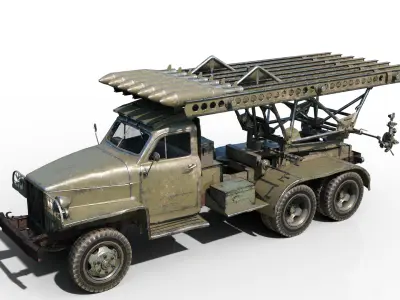 PBR BM-13 Katyusha Rocket Artillery MLRS Low-poly 3D model