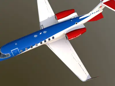 Bombardier Aerospace LearJet 45 European Air Ambulance livery Low-poly 3D model