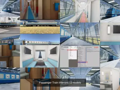 Passenger Train Interiors 3D Model Pack