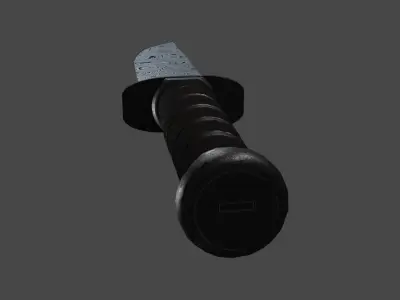 Military knife with damascus steel blade Low-poly 3D model