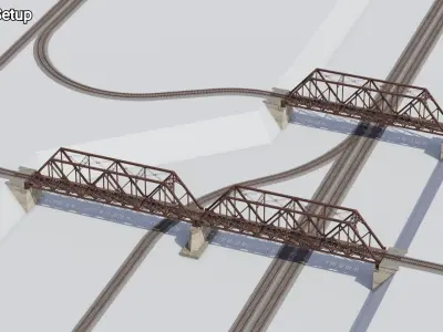 Railroad Truss Bridge 3D model