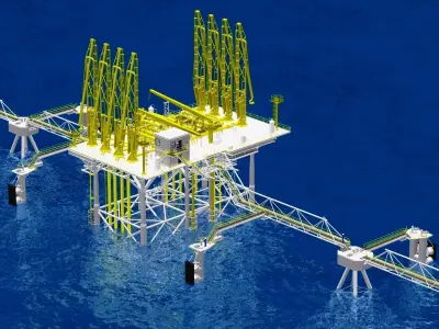 Offshore oil tanker load dock Free 3D model