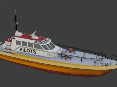 Pilot boat 3d low-poly model Low-poly 3D model