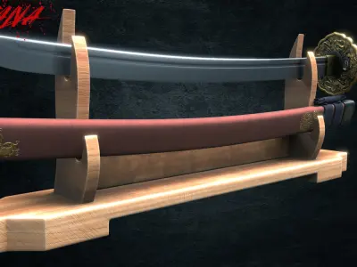 Samurai Katana - Low Poly 3D model Low-poly 3D model