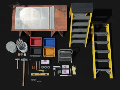 Rennovation Demolition Diy Handyman Tools Equipment 3D Assets Low-poly 3D model