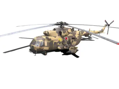 Mil Mi-17 Russian Military Helicopter PBR Low-poly 3D model