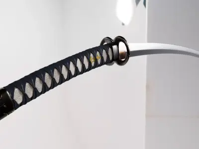 Katana model samurai sword hanging on wall Free low-poly 3D model