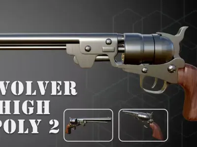 Revolver High Poly 2 Free low-poly 3D model