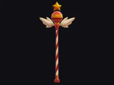 Magical Candy Wizard Wand Weapon Scepter Clown Stick Low-poly 3D model