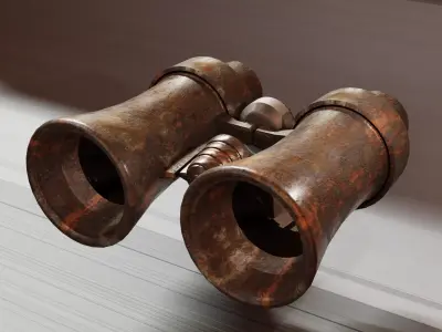 binoculars old pair of Low-poly 3D model