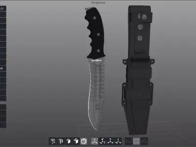 Knife with case 3D model