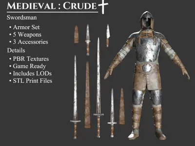 Medieval Collection Crude Swordsman 3D Model Pack