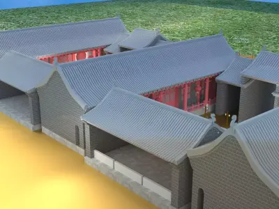 Chinese courtyard house 3D model get