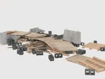 construction site pallets pile 1 3D model
