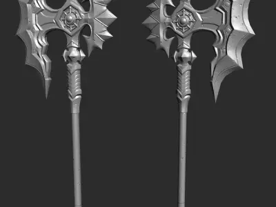 Fantasy Battle Axe Low-poly 3D model buy