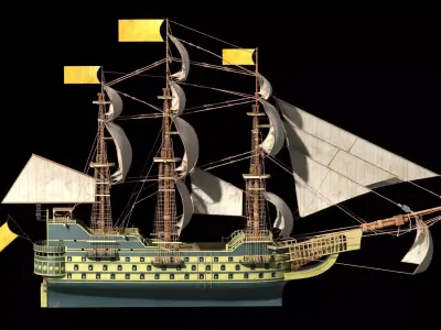  Pirate sailing ship 3D model