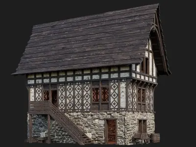 Old Medieval Building 4K Textures GameReady 117 Low-poly 3D model