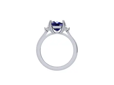Cushion 3 Stone Bridal Ring 3D print model get