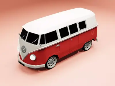 1966 VW Split Screen Camper Van Low-poly 3D model