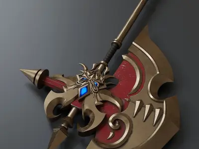 Stylized Viking battle ax 3D model