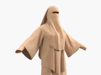  Traditional Niqab Abaya Outfit Beige 
