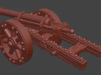 Stylized wheeled cannon figurine 3D print model purchase