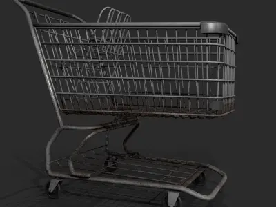 Realistic Pbr rusty shopping cart  Low-poly 3D model