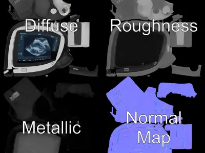 Portable Ultrasound Machine Model Pack Low-poly 3D model