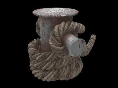 large rope and dock support 01 3D model