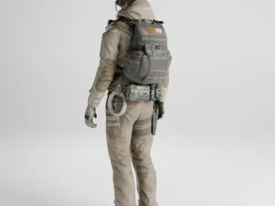 US Army Solider Game Ready rigged character Low-poly 3D model