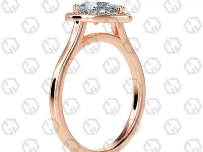 Ring 187 Pear Shape Cathedral Halo with Gems 3D print model