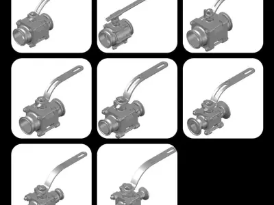 Sanitary Ball Valve TC Complete Set Handle 1-2 in to 4 in 3D model