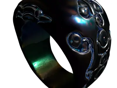 Futuristic Cybernetic SciFi Ring Low-poly 3D model