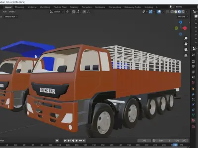 Eicher 6025 Truck With  model with interior and exterior model  3D model