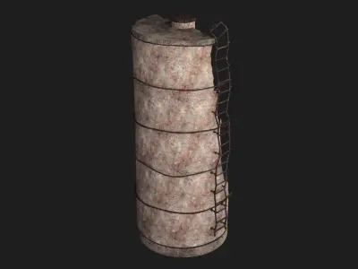 POST APO SILO SILOS RUINS TANK DESTROYED SURVIVAL COLLECTION Low-poly 3D model