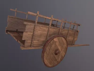 Old Wooden Cart 3D Model Low-poly 3D model