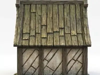 Medieval Timber Framed Small Cottage Fantasy Game Ready House Free low-poly 3D model