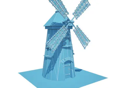 Medieval Building 09 Windmill Low-poly 3D model