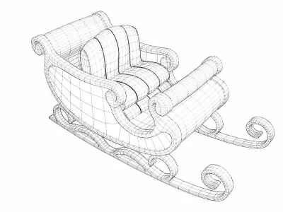 Christmas reindeer sleigh 3d model  3D model
