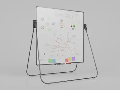 Customizable U-Stand Whiteboard Square Writing Board Low-poly 3D model