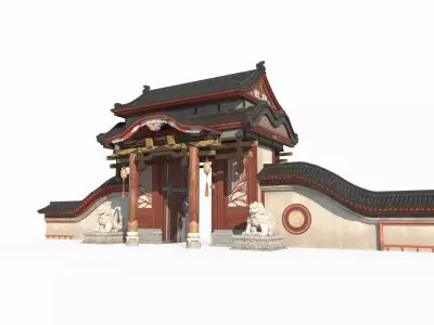 Luxury Gate of Ancient Asian Architecture 3D model