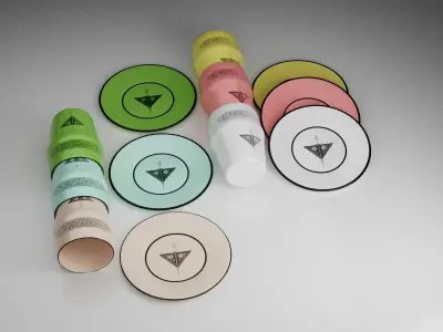 Ceramic cup in six colors - Berber logo 3D model