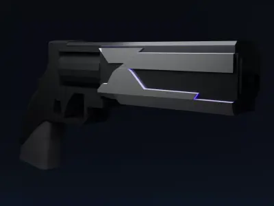 Game Ready Stylised Rigged Sci-Fi Revolver Low-poly 3D model